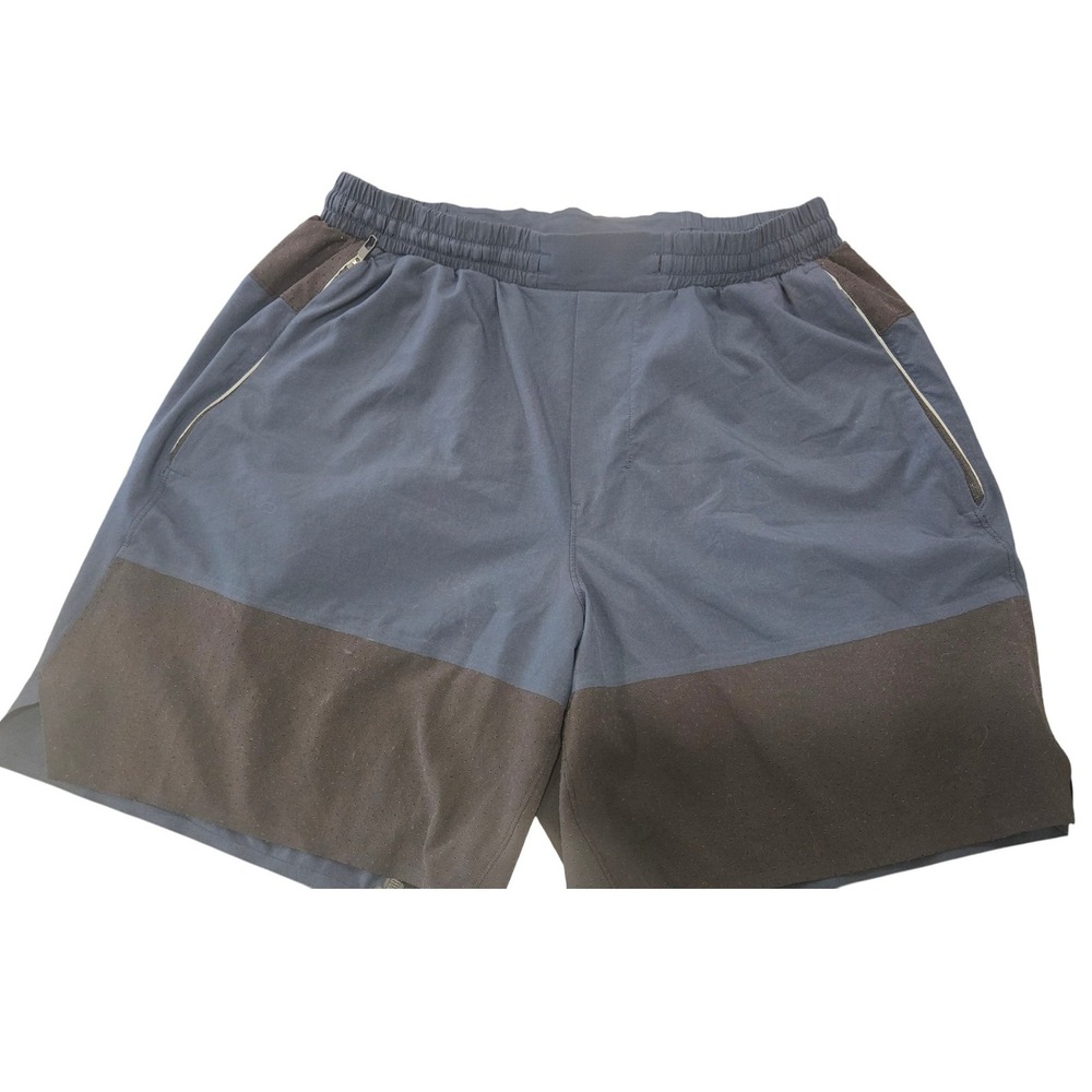 Athletic Shorts Men's Medium‎ Blue Black Color Block Zip Pockets Athletic